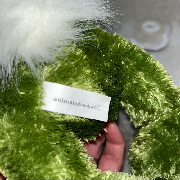 Animal Adventure 2008 green frog plush 12" wearing bunny ears tail easter plush - Picture 8 of 13